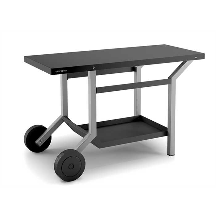 Table Plancha Forge Adour TRA-NG Acier Noir et Gris – Chariot avec Roues -