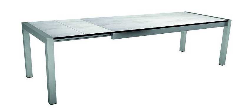 Table extensible STERN inox avec plateau HPL GRIS CLAIR 254(254/294)x100x75, 431132, M-431132