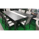Table de jardin bicolore 140x200x74 5 cm - structure en aluminium anthracite - plateau HPL silverstar marbre foncé