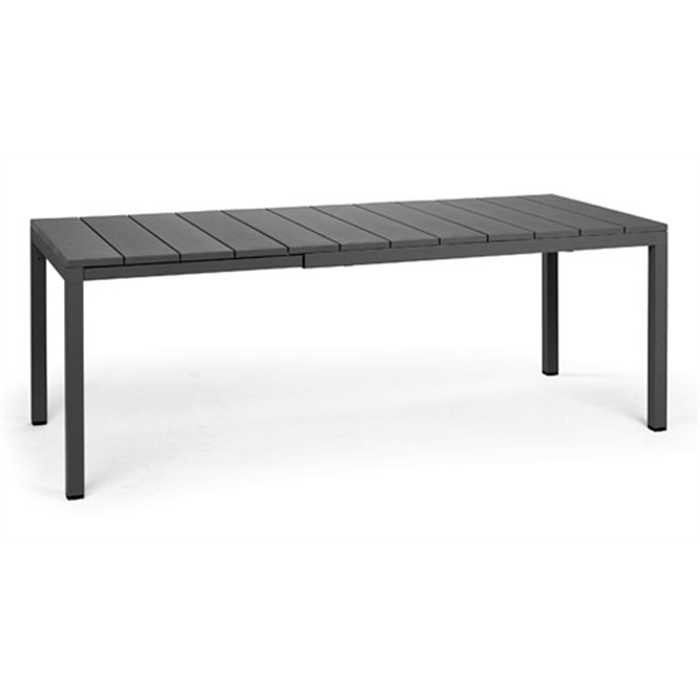 [NARDI-48352.02.000] RIO - Table de jardin extensible 140/210 cm anthracite – Résine DurelTOP & aluminium – Nardi Outdoor