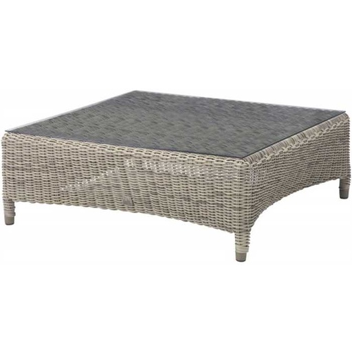 Table basse de jardin - tressage couleur &quot;pure&quot; - plateau en verre - VALENTINE - 4 Seasons