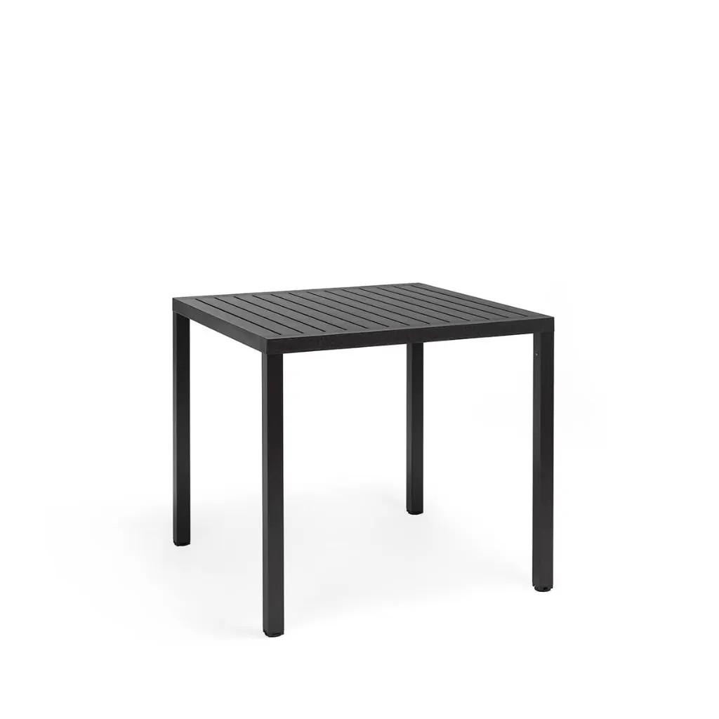 [NARDI- 48052.02.000] Table bistrot CUBE 80 x 80 cm anthracite – Résine DurelTOP & aluminium – Nardi Outdoor