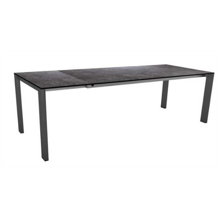 Table extensible en aluminium anthracite - 200(255)x100x75 - Plateau en hpl silverstar, M-430200