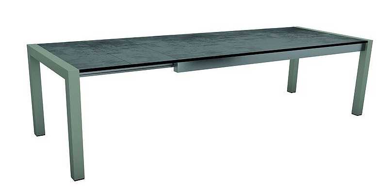 Table de jardin extensible en aluminium couleur "graphite" avec plateau en HPL silverstar "ciment" 214(294)x100x75 cm - STERN, 431809