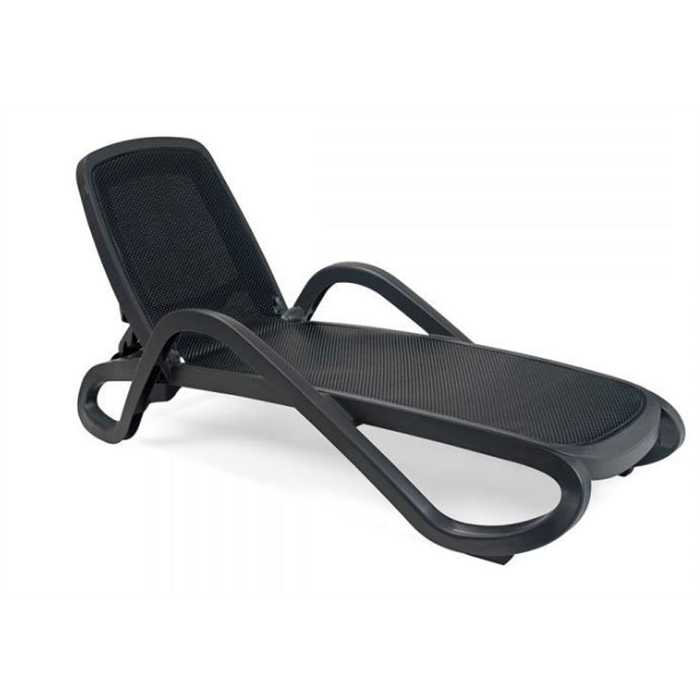 Transat Alfa Nardi anthracite – Bain de soleil réglable avec accoudoirs