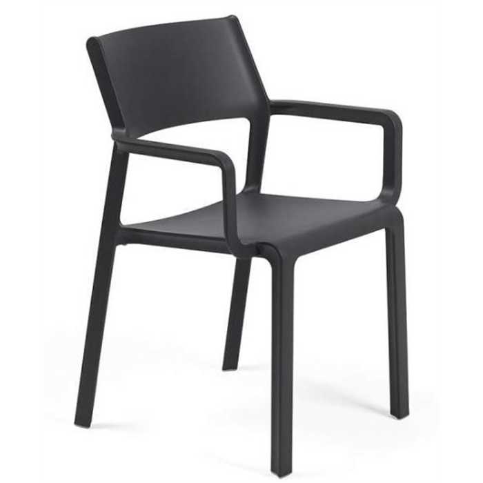 [NARDI-40250.02.000] Chaise de jardin TRILL anthracite – Résine fiberglass avec accoudoirs – Nardi Outdoor