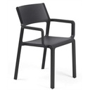 Chaise de jardin TRILL anthracite – Résine fiberglass avec accoudoirs – Nardi Outdoor