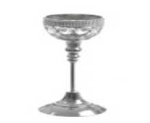 Bougeoir sur pied perlé J-Line en verre argent 10x36 cm – Photophore décoratif élégant et raffiné