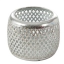 Bougeoir grillage métal argent 15x15x11cm - J-LINE, 67702, 5415203677020