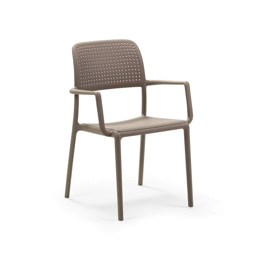 [NARDI-40242.10.000.06] Chaise de jardin BORA taupe – Résine fiberglass avec accoudoirs – Nardi Outdoor
