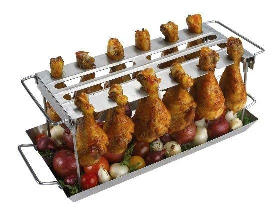 [BROIL KING 64152] Support Ailes de Poulet Broil King 64152 en Acier Inoxydable – Rack BBQ pour Wings, Pilons et Cuisson Verticale avec Bac Anti-Flambées