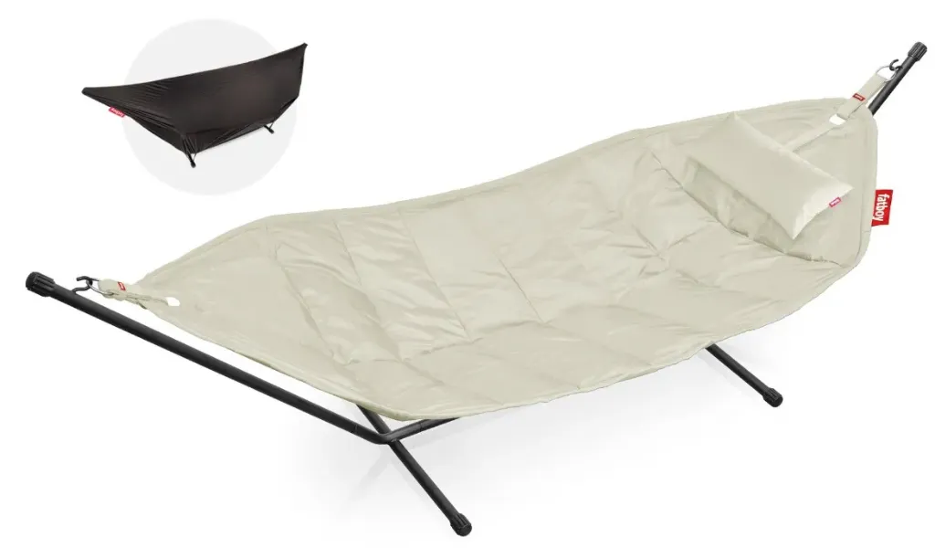 Hamac Headdemock - Deluxe (complet: sructure hamac coussin + housse) - couleur crème - 270x138x110 cm