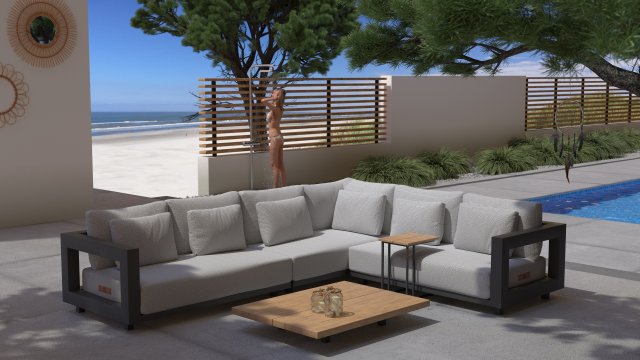 METROPOLITAN Salon de jardin sans table basse - structure en aluminum anthracite by 4 seasons outdoor