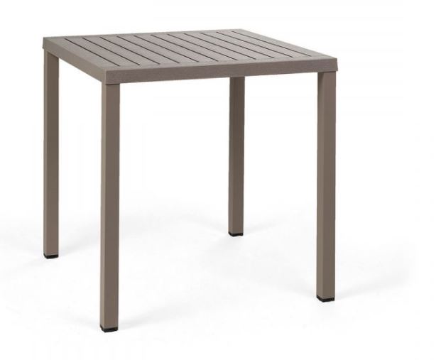 Table bistrot CUBE 70 x 70 cm taupe – Résine DurelTOP & aluminium – Nardi Outdoor