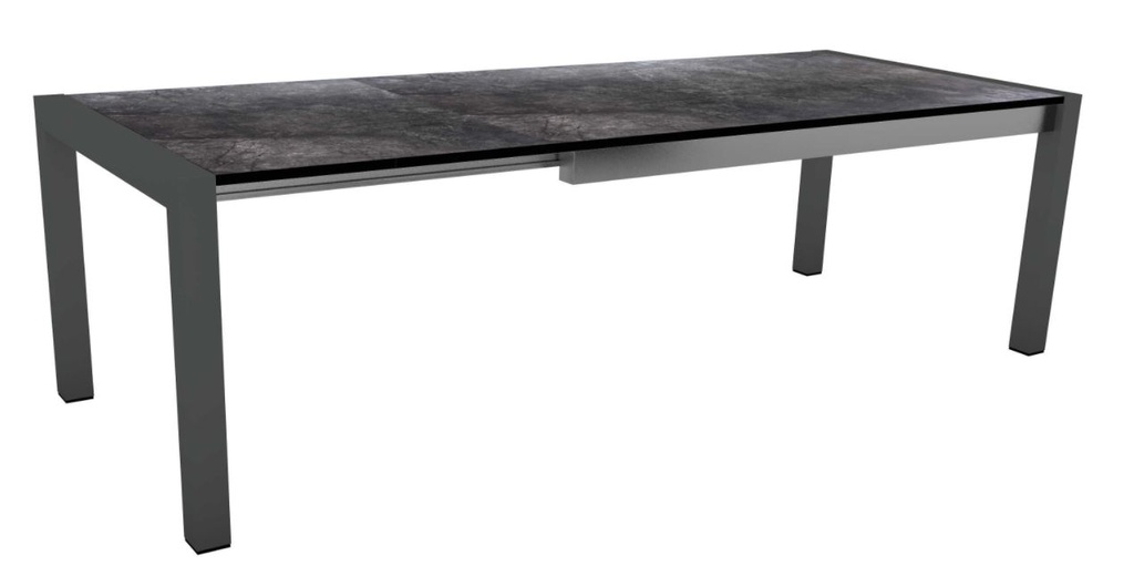 [STERN-431771] Table extensible STERN 214/254/294 cm – Aluminium anthracite & plateau HPL marbre foncé