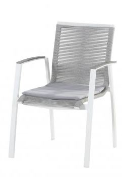 Chaise de jardin - structure en aluminium + cordes + coussin - couleur blanche  - TORINO ROPE - TASTE