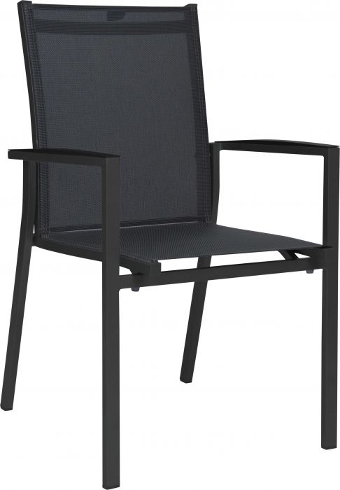 Chaise de jardin empilable en aluminium couleur anthracite / textilène carbone - LEVANTO - STERN, 417184,
