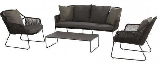 Salon de jardin ACCOR sans table basse - structure en aluminium anthracite - 4 seasons