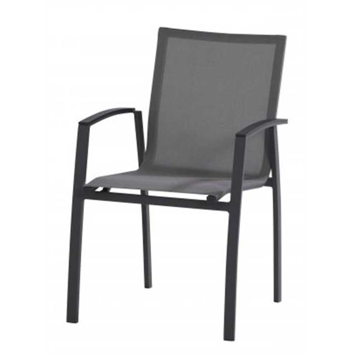 [4SO - 89800] Chaise de jardin en aluminium - couleur anthracite - TORINO -  TASTE