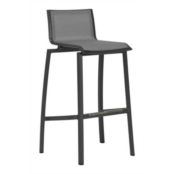 Chaise de bar pour jardin 55 5x52x100 - aluminium anthracite textilène argent -ALL ROUND - STERN, 417987, 4010187113888, CHAISE BAR