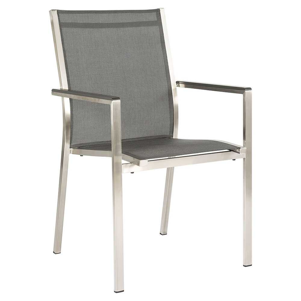 [STERN 417271 CHAISE CARDIFF] Chaise de jardin en inox, textilène  gris argent CARDIFF - STERN