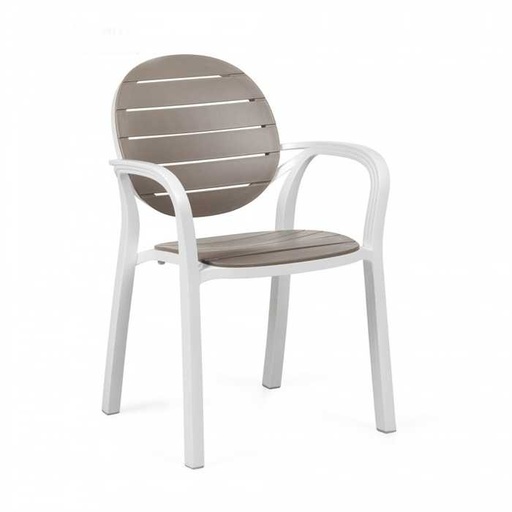 [NARDI CHAISE PALMA 40237.00.010] Chaise de jardin en résine blanc/taupe PALMA - NARDI, 4023700010, 40237.00.010, PALMA