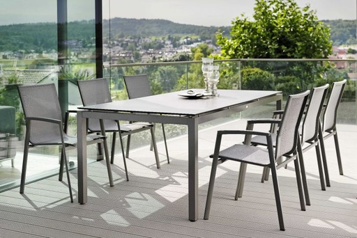[STERN 418469 - 102144 - 101019 - ENSEMBLE] Ensemble de jardin STERN - 1 table Silverstar 200cm et 6 chaises TOP, 101019, 102144, 418469