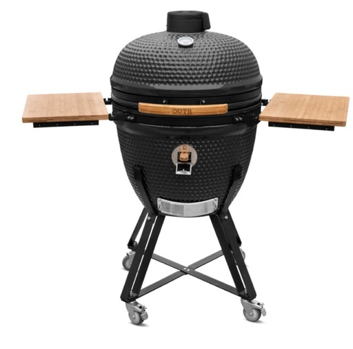 [OUTR-XL60 NOIR] KAMADO Grill OUTR XL 60 noir, KAMADO, XL60, 20104001, 002.01.04.001, 0020104001 avec petite trappe pour fumer arome:Cerisier, hêtre, chêne