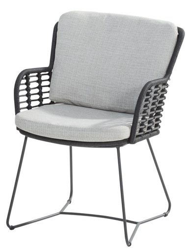 [4SO-213825] FABRICE Chaise de jardin anthracite avec 2 coussins - 4 seasons outdoor