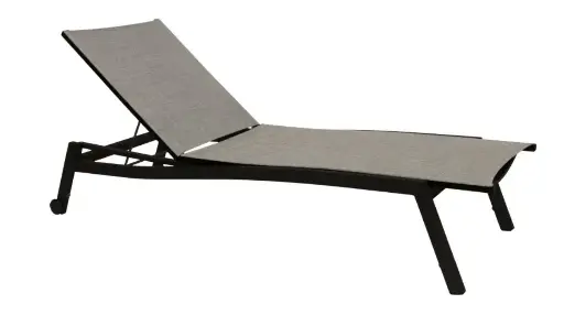 [STERN-415411] Transat à roulettes en aluminium noir mat - textilène gris lin de Stern moebel