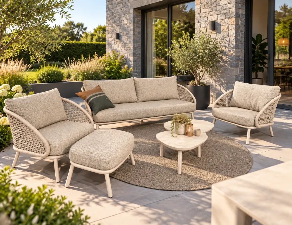 Salon de jardin Wave living set - Aluminium de couleur "Lin" - Taste by 4 Seasons Outdoor