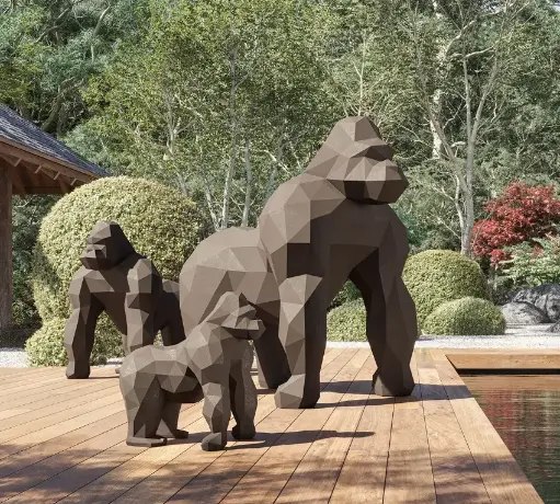 [VONDOM-44231-BRO] Gorille de terrasse ORIGAMI - SARU de Vondom - Grand format H.155 cm - Couleur: brun