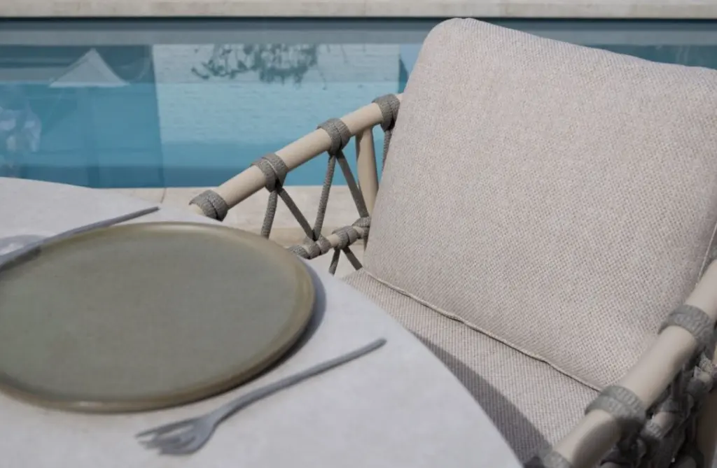 Chaise de jardin PIACENZA Latte – Aluminium, rope et 2 coussins – Taste by 4 Seasons Outdoor