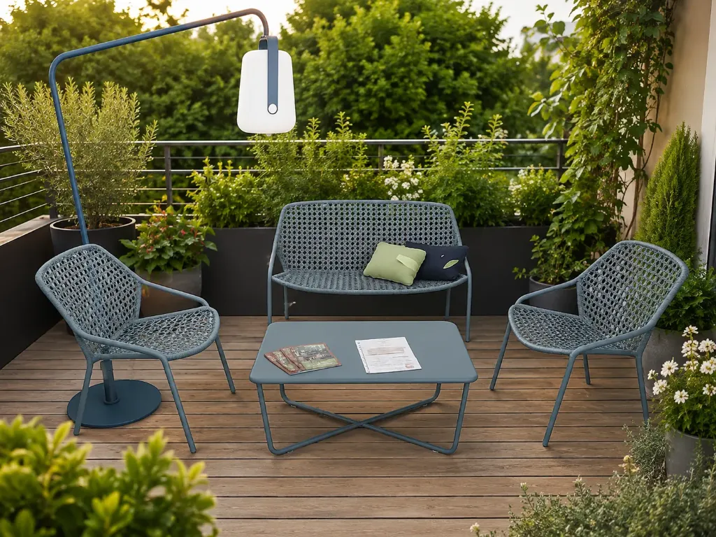 Salon de jardin Fermob Croisette – aluminium et tressage – design extérieur haut de gamme