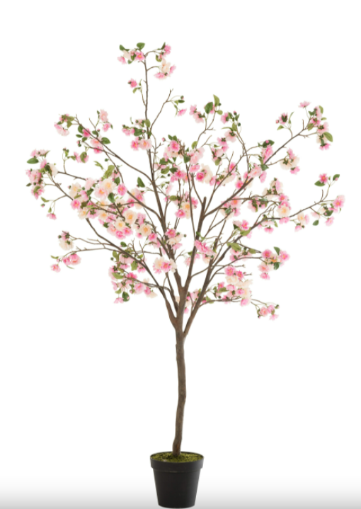 [J-LINE 12505 arbre en fleurs rose/marron] Arbre En Fleurs Plastique Rose/Marron Large - J-LINE