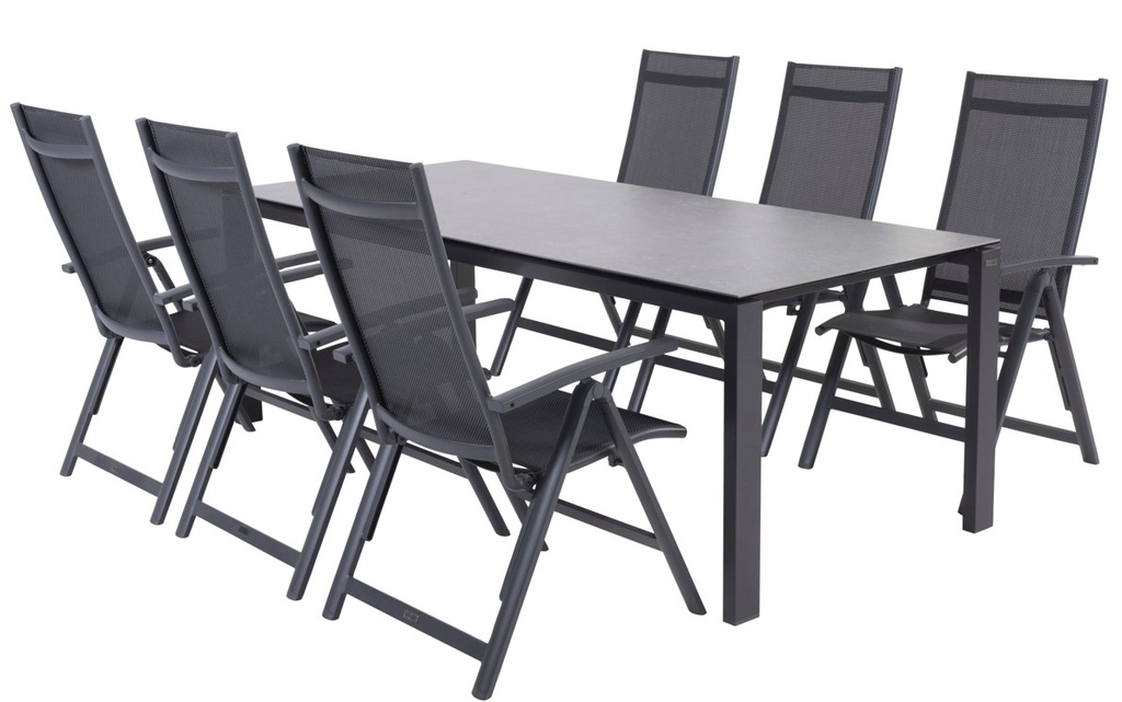 Ensemble de jardin en aluminium composé de 6 fauteuils inclinables VERONA et 1 table LAFITE - TASTE by 4 seasons outdoor, 90130, VERONA, 91445, LAFITE