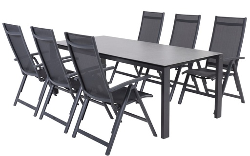 [4SO - 90130 91445] Ensemble de jardin en aluminium composé de 6 fauteuils inclinables VERONA et 1 table LAFITE - TASTE by 4 seasons outdoor, 90130, VERONA, 91445, LAFITE