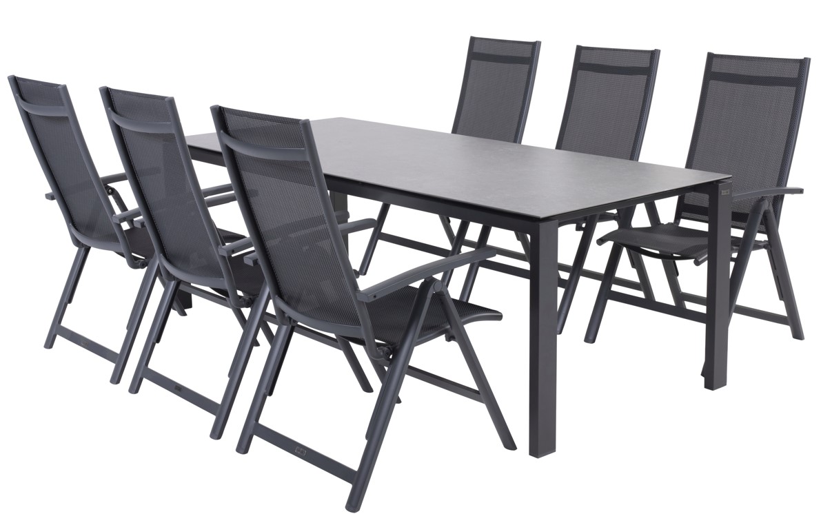 [4SO - 90130 91445] Ensemble de jardin en aluminium composé de 6 fauteuils inclinables VERONA et 1 table LAFITE - TASTE by 4 seasons outdoor