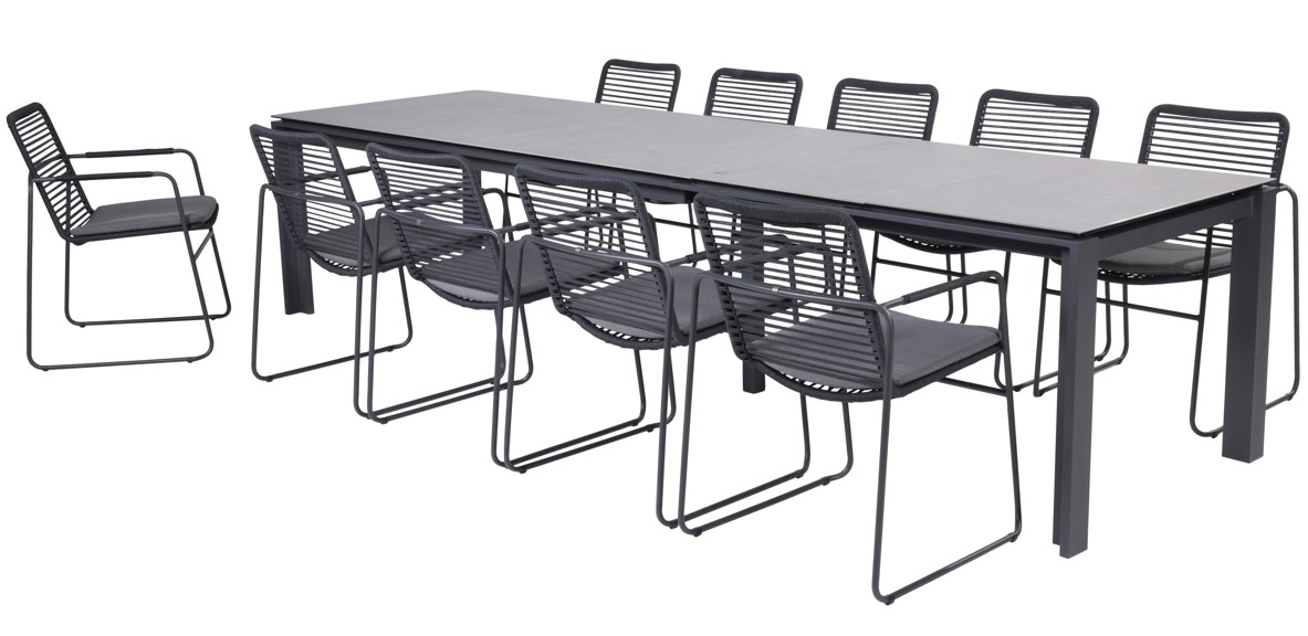 [4SO - 90725 91298] Ensemble de jardin en aluminium composé de 10 chaises ELBA et d'une table extensible OPTIMUM - TASTE by 4 seasons outdoor