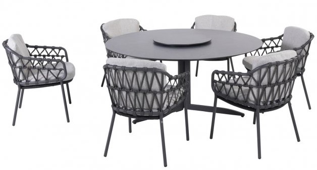 [4SO - 213890] Ensemble de jardin Calpi - Embrace. Table ronde avec 6 chaises - 4 seasons outdoor