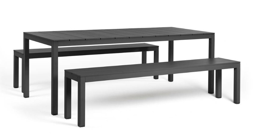 Ensemble RIO anthracite + bancs en aluminium de Nardi outdoor
