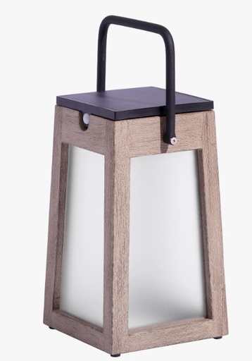 [LES JARDIN - TECK147] LANTERNE solaire et rechargeable TECK147 en teck verre dépoli acrylique - LES JARDINS, LES JARDINS, TECK147, LANTERNE