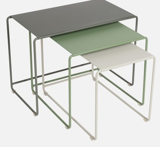 [FERMOB - 900907] Trilogie de tables gigagnes OULALA - Romarin / Cactus / Gris argile FERMOB, CACTUS, GRIS ARGILE, ROMARIN, 900905, OULALA