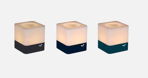 [FERMOB - 308003] Lot de 3 photophores CUUB H.8cm - Couleurs: Carbone/ Bleu abysse/ Bleu acapulco de FERMOB, PHOTOPHORES, CUUB