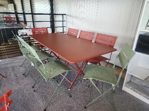 [FERMOB-593120 491120 491182] Ensemble de jardin en acier - CARACTERE - LATITUDE avec 8 chaises - FERMOB, CARACTERE, LATITUDE, 593120, 491120, 491182