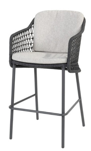 [4SO-214081] Chaise haute de bar TRAMONTI - couleur anthracite avec 2 coussins - 4 SEASONS, 214081, TRAMONTI