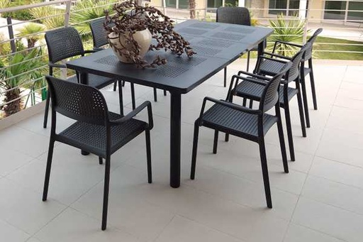 [NARDI ENSEMBLE ANTHRACITE LIBECCIO BORA] Ensemble de jardin en résine anthracite extensible libeccio et 6 chaises BORA - Nardi, LIBECCIO, BORA