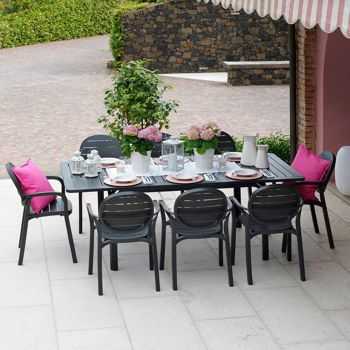 [NARDI ENSEMBLE ALLORO ANTHRACITE] Ensemble extensible alloro 210/280 cm anthracite avec 6 chaises palma - Nardi, ALLORO PALMA, NNARDI.4285202000