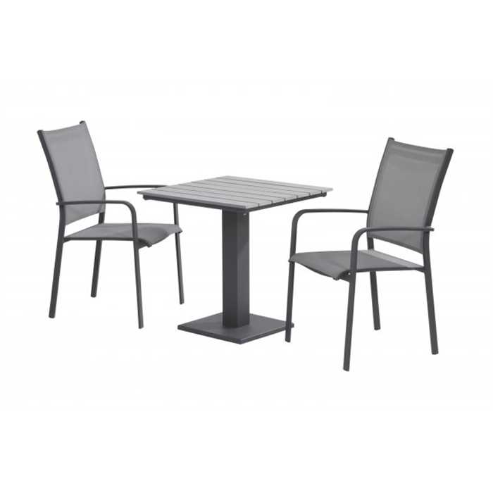 [4SO - 90120 91057 ENSEMBLE BISTRO TOSCA TITAN] Ensemble de jardin bistrot avec une table en aluminium TITAN et 2 chaises TOSCA - TASTE