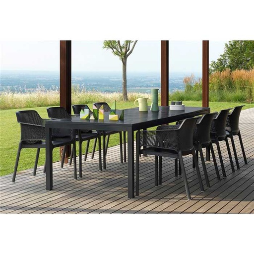 [NARDI ENSEMBLE JARDI] Ensemble de jardin avec une table extensible 210/280 cm RIO et 8 chaises NET - coueur anthracite - NARDI, NET, RIO